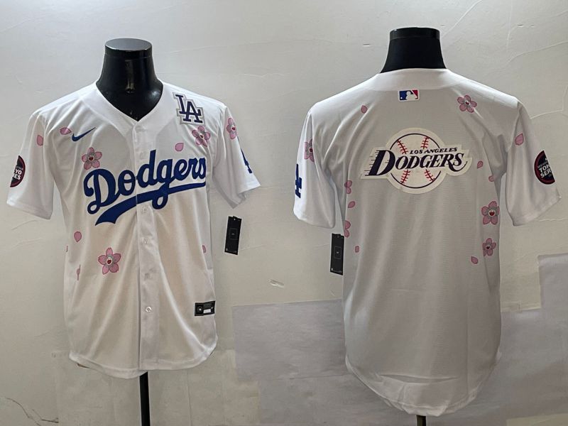 Men Los Angeles Dodgers Blank White Sakura Edition 2025 Nike MLB Jersey style 29